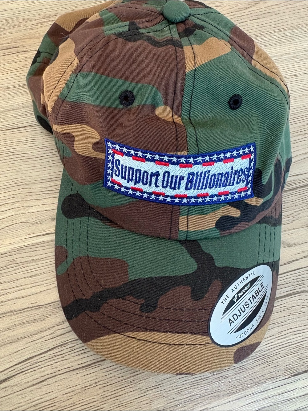 Camo 'Support Our Billionaires' Patch Yupoong Cap Adjustable Baseball Cap